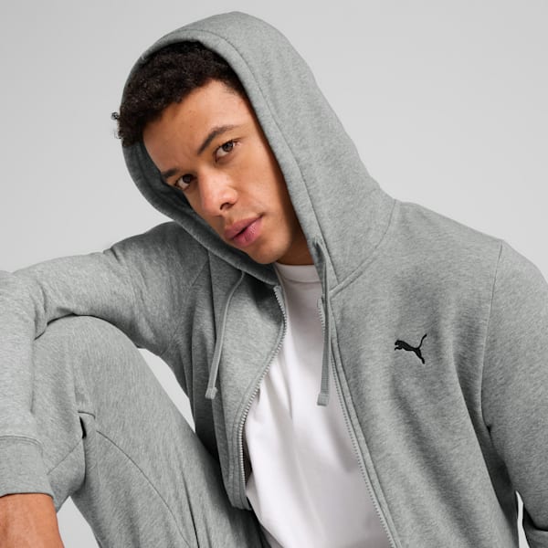 Essentials Fleece Men's Full-Zip Hoodie, Medium Gray Heather, extralarge