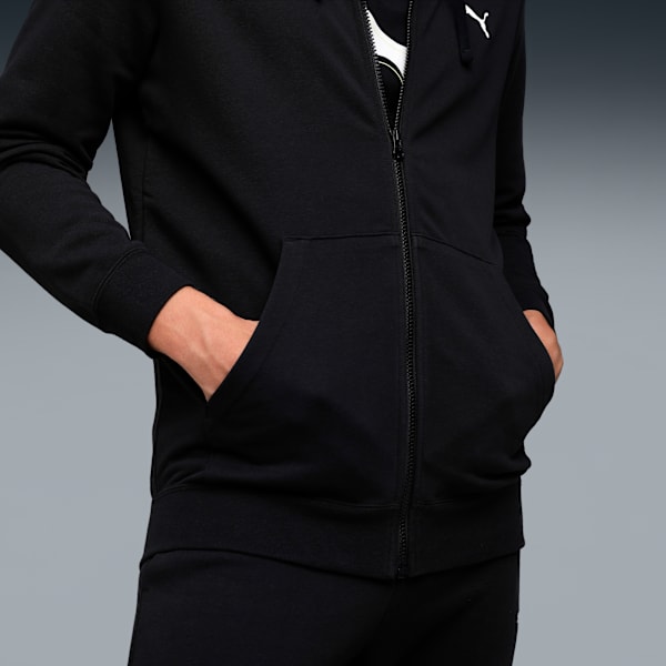 Essentials Men's Rubber Print Full-Zip Hoodie, PUMA Black, extralarge-IND