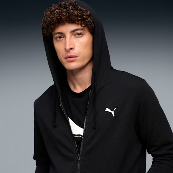 Essentials Men's Rubber Print Full-Zip Hoodie, PUMA Black, extralarge-IND