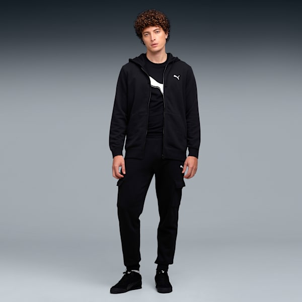 Essentials Men's Rubber Print Full-Zip Hoodie, PUMA Black, extralarge-IND