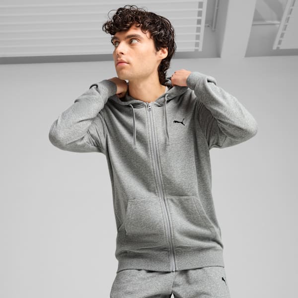 Essentials Men's Rubber Print Full-Zip Hoodie, Medium Gray Heather, extralarge-IND