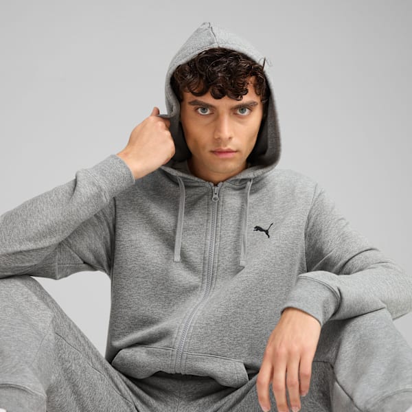 Essentials Men's Rubber Print Full-Zip Hoodie, Medium Gray Heather, extralarge-IND