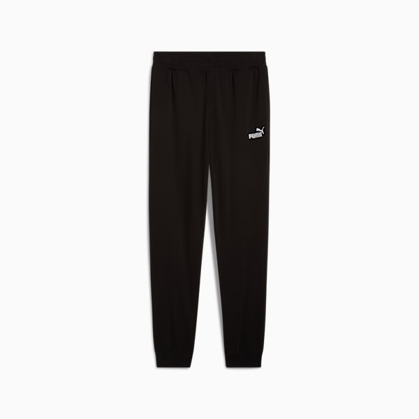 Black PUMA tracksuit bottoms for adults with a logo on the right leg.