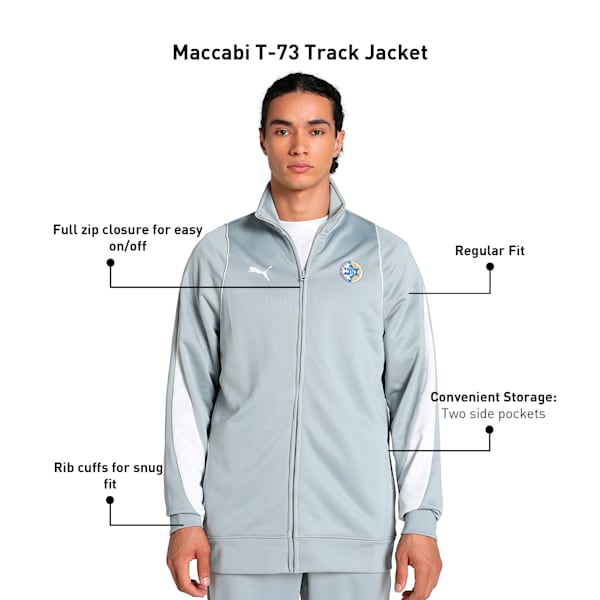 Maccabi T-73 Men's Basketball Track Jacket, Cool Mid Gray, extralarge-IND