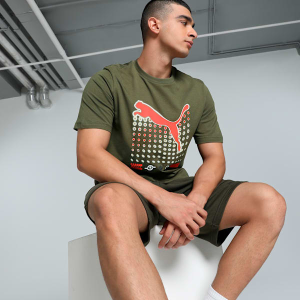GRAPHICS Cat Gradient Men's Tee, Dark Olive, extralarge-IND