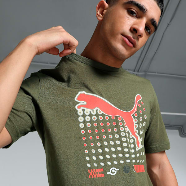 GRAPHICS Cat Gradient Men's Tee, Dark Olive, extralarge-IND