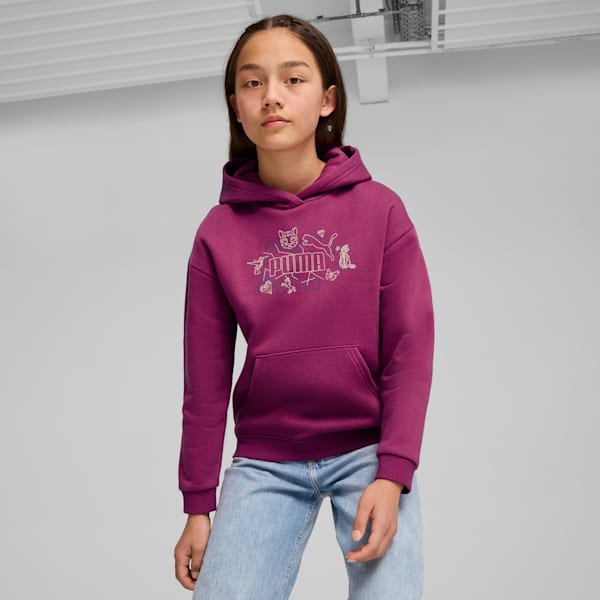 ESS+ STARRY SAFARI Hoodie Youth, Magenta Gleam, extralarge