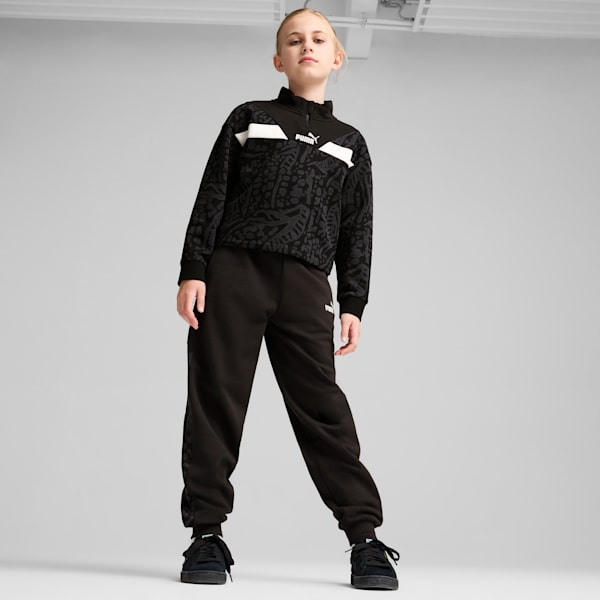 HYPERNATURAL Youth Printed Half-Zip Relaxed Fit Sweatshirt, PUMA Black, extralarge-IND
