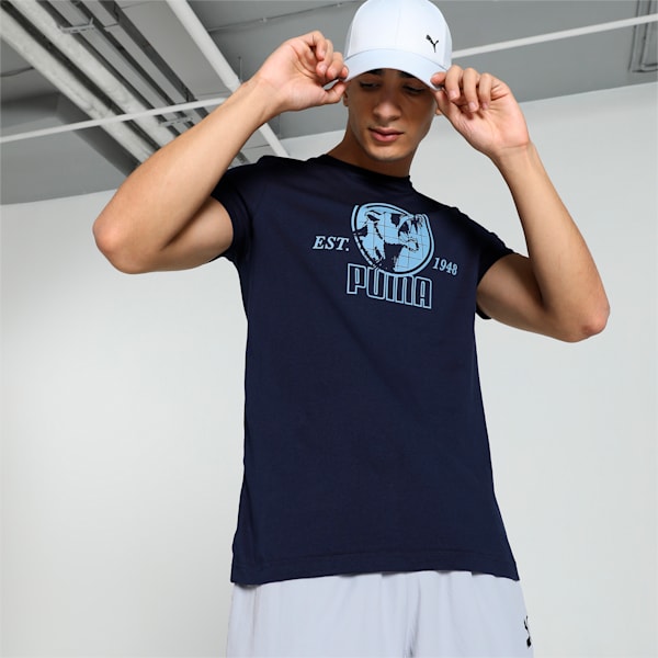 Men's Graphic Slim Fit Tee, PUMA Navy, extralarge-IND