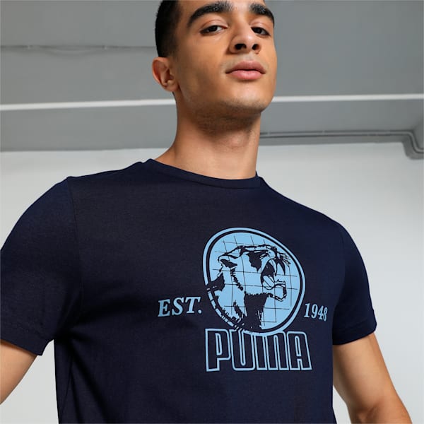 Men's Graphic Slim Fit Tee, PUMA Navy, extralarge-IND