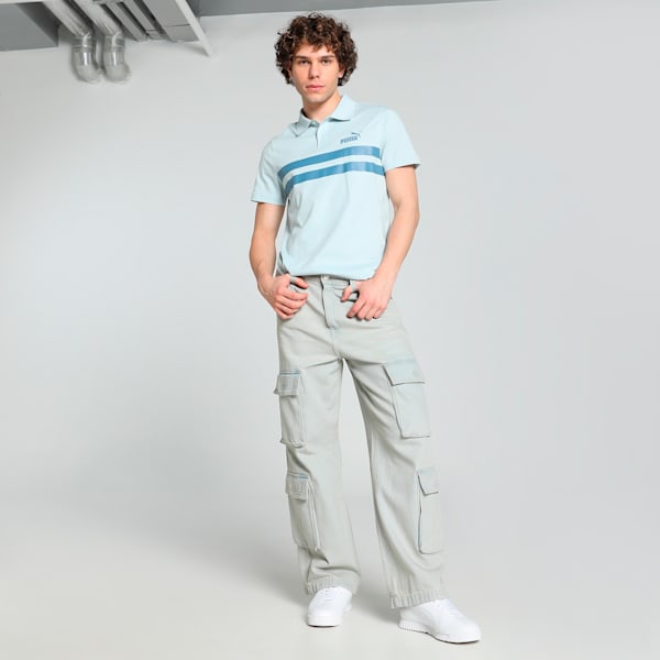 Men's Striped Slim Fit Polo, Frosted Dew, extralarge-IND