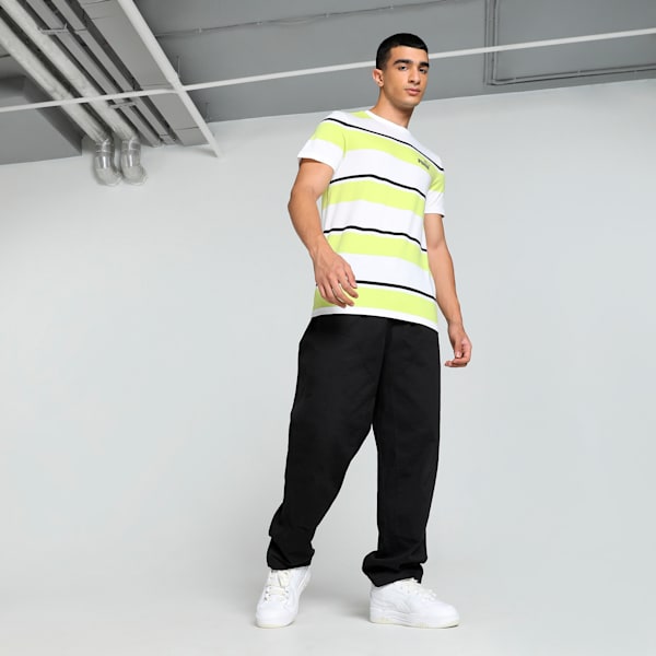 Men's Striped Slim Fit Tee, Lime Sheen, extralarge-IND