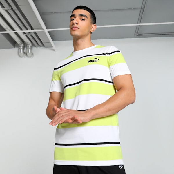 Men's Striped Slim Fit Tee, Lime Sheen, extralarge-IND