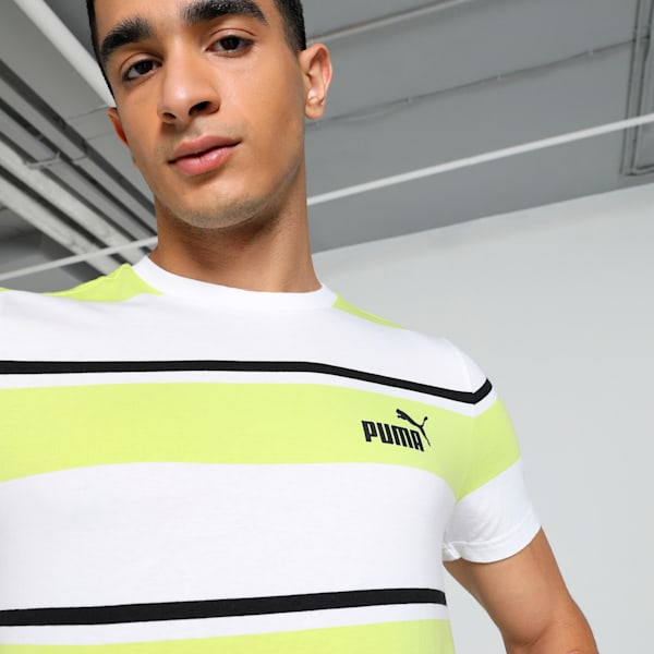 Men's Striped Slim Fit Tee, Lime Sheen, extralarge-IND