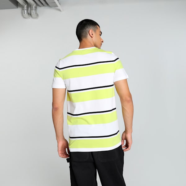 Men's Striped Slim Fit Tee, Lime Sheen, extralarge-IND