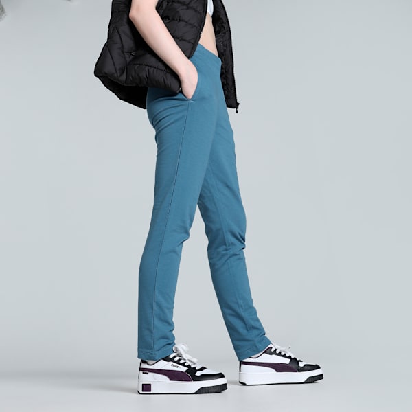 Women's Basic Open Hem Slim Fit Pants, Blue Horizon, extralarge-IND