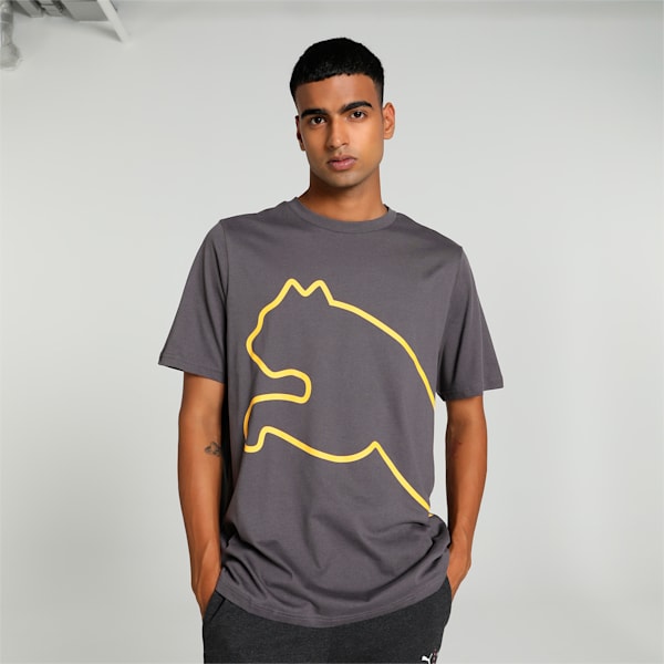 Big Cat Logo Men's T-shirt, Dark Coal, extralarge-IND