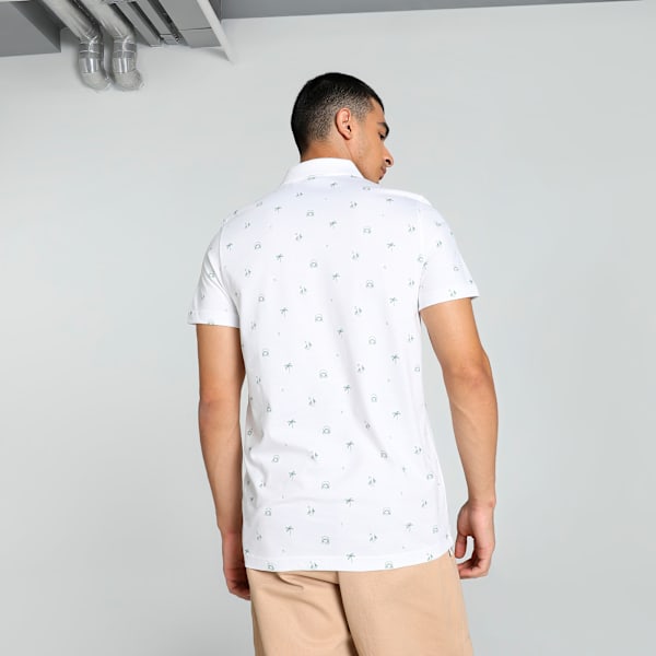Men's Printed Slim Fit Polo, PUMA White, extralarge-IND