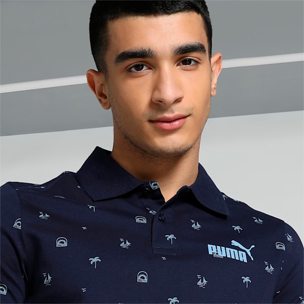 Men's Printed Slim Fit Polo, PUMA Navy, extralarge-IND