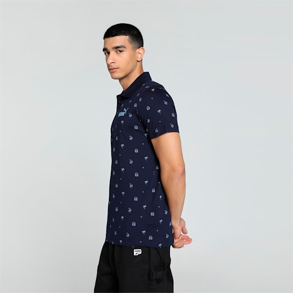 Men's Printed Slim Fit Polo, PUMA Navy, extralarge-IND