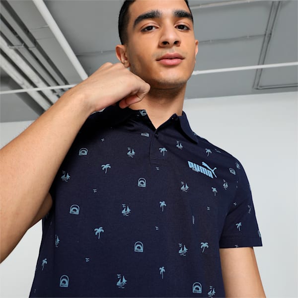 Men's Printed Slim Fit Polo, PUMA Navy, extralarge-IND