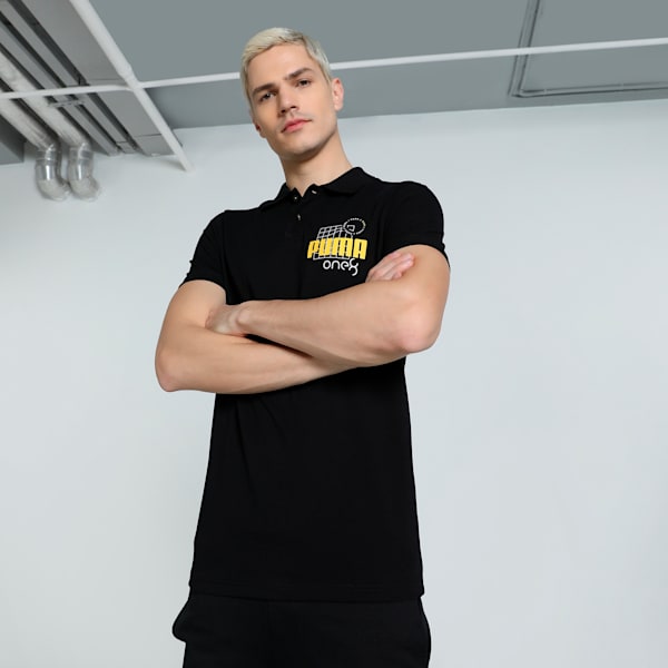 PUMA x one8 Men's Graphic Slim Fit Polo, PUMA Black, extralarge-IND
