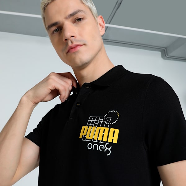 PUMA x one8 Men's Graphic Slim Fit Polo, PUMA Black, extralarge-IND