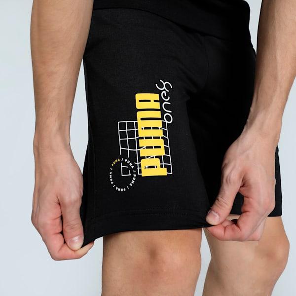 PUMA x one8 Men's Printed Slim Fit Shorts, PUMA Black, extralarge-IND