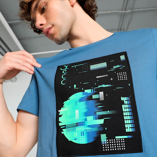 PUMA x one8 Men's Slim Fit Core Tee, Blue Horizon, extralarge-IND