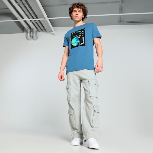 PUMA x one8 Men's Slim Fit Core Tee, Blue Horizon, extralarge-IND