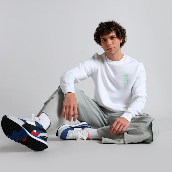 PUMA x one8 Men's Crew-Neck Slim Fit Sweatshirt, PUMA White, extralarge-IND