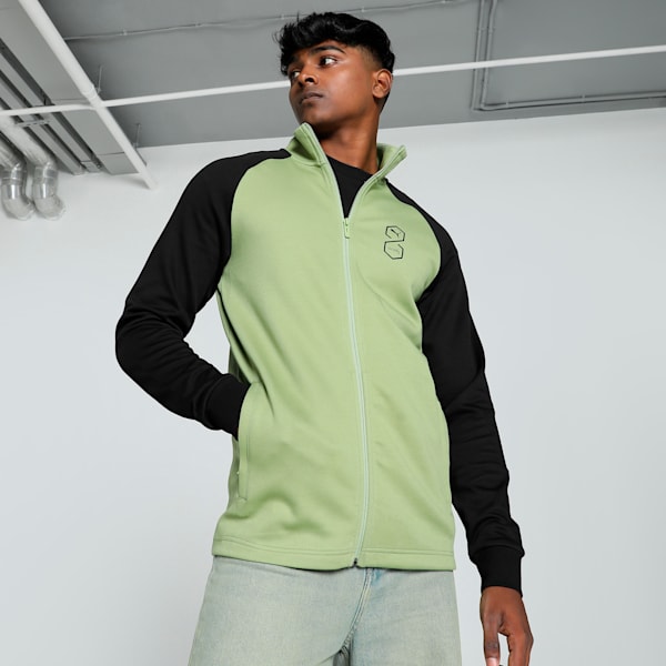 PUMA x one8 Full Zip Men's Slim Fit Sweat Jacket, Calming Green, extralarge-IND