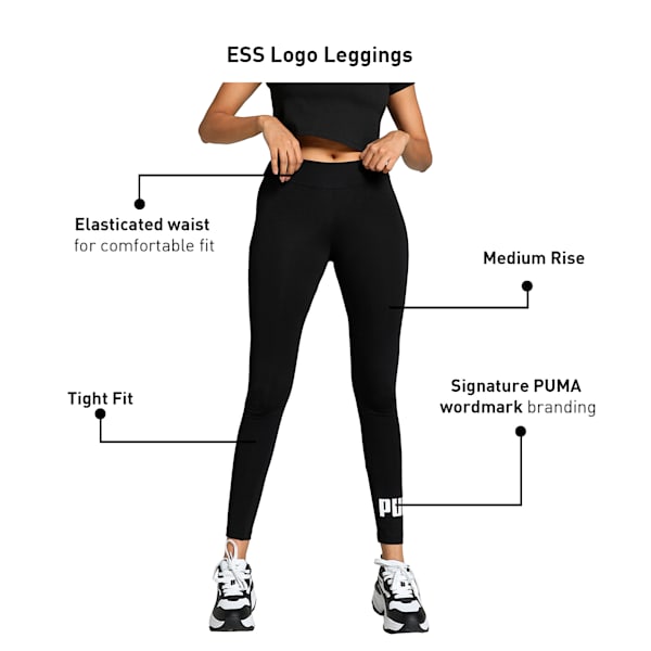 Women's Logo Leggings, Puma Black, extralarge-IND