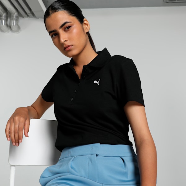Women's Pique Polo, PUMA Black-Cat, extralarge-IND