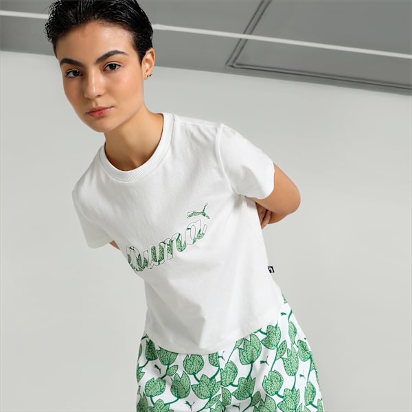 BLOSSOM Women's Relaxed Fit Graphic Tee, PUMA White, extralarge-IND