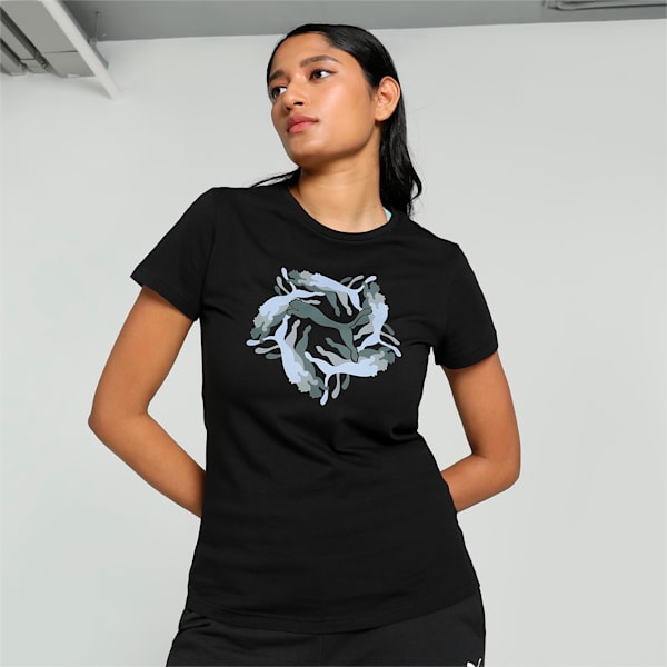 Women's Graphic T-shirt, PUMA Black, extralarge-IND