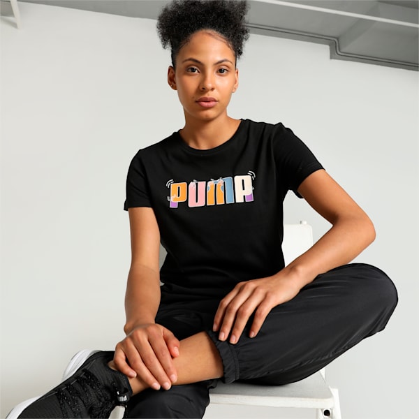 Women's Graphic T-shirt, PUMA Black, extralarge-IND