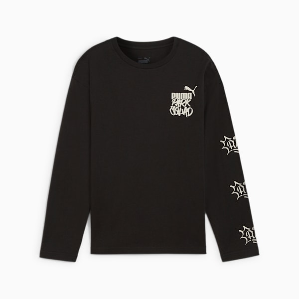 キッズ ボーイズ ESS+ ミッド 90S 長袖 Tシャツ B 110-160cm, PUMA Black, extralarge-JPN