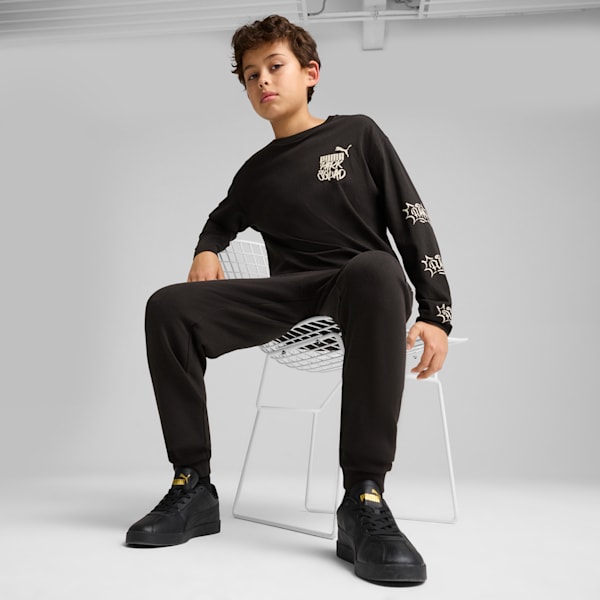 キッズ ボーイズ ESS+ ミッド 90S 長袖 Tシャツ B 110-160cm, PUMA Black, extralarge-JPN