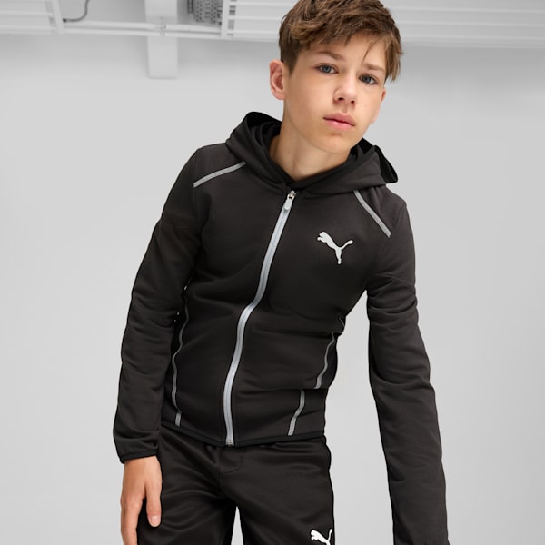 キッズ ボーイズ アクティブ スポーツ フルジップ フーディー 110-160cm, PUMA Black, extralarge-JPN