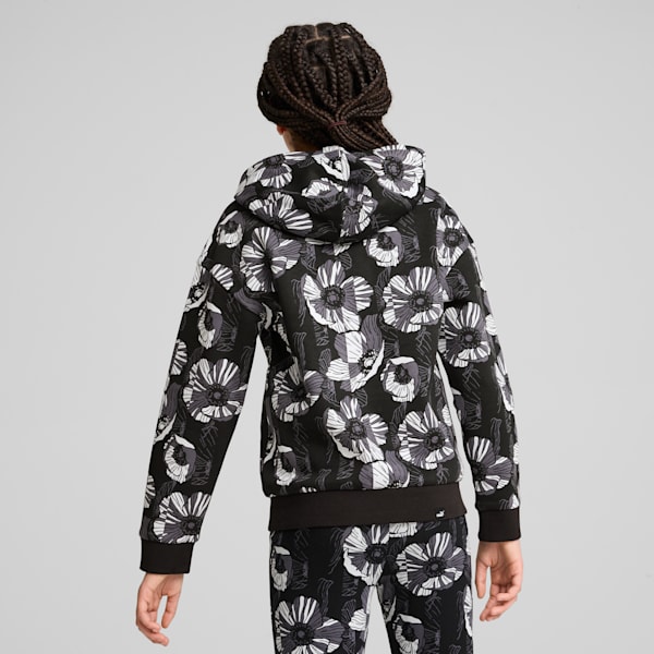 キッズ ガールズ ESS+ クラス アクト AOP 裏起毛 G フーディー 110-160cm, PUMA Black, extralarge-JPN