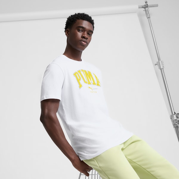 Camiseta PUMA Squad con logo grande para hombre, PUMA White, extralarge