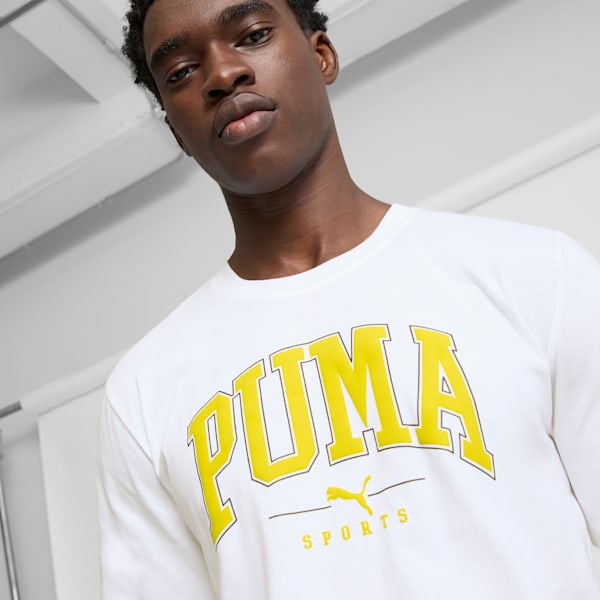 Camiseta PUMA Squad con logo grande para hombre, PUMA White, extralarge