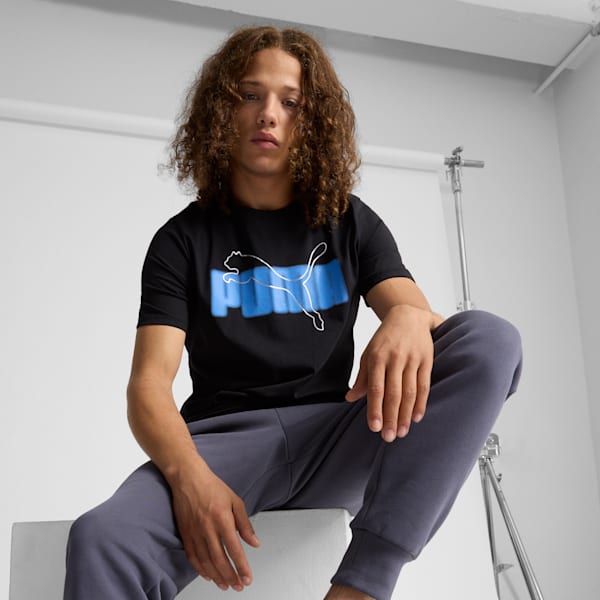 ESS+ Logo Lab Holiday Men's Tee, PUMA Black, extralarge
