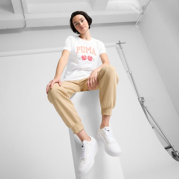 Floral Faux Embroidery Women's Tee, PUMA White, extralarge