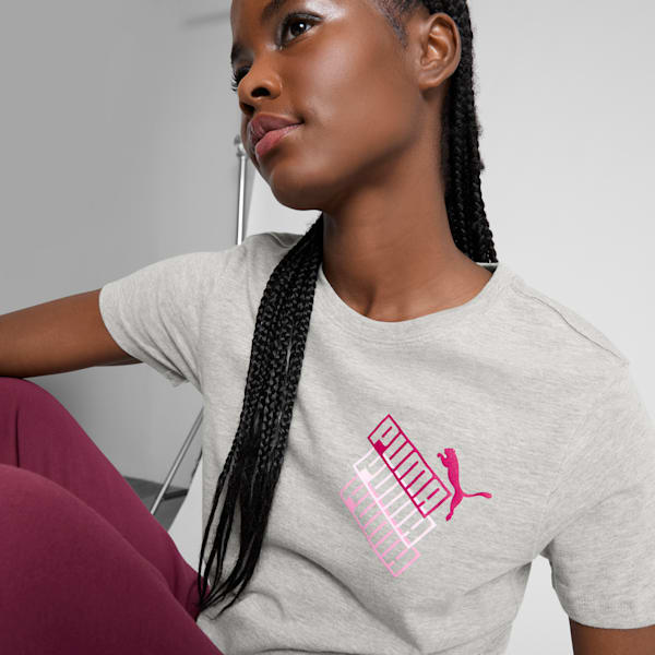 Playera para mujer Stacked Up Logo, Light Gray Heather, extralarge