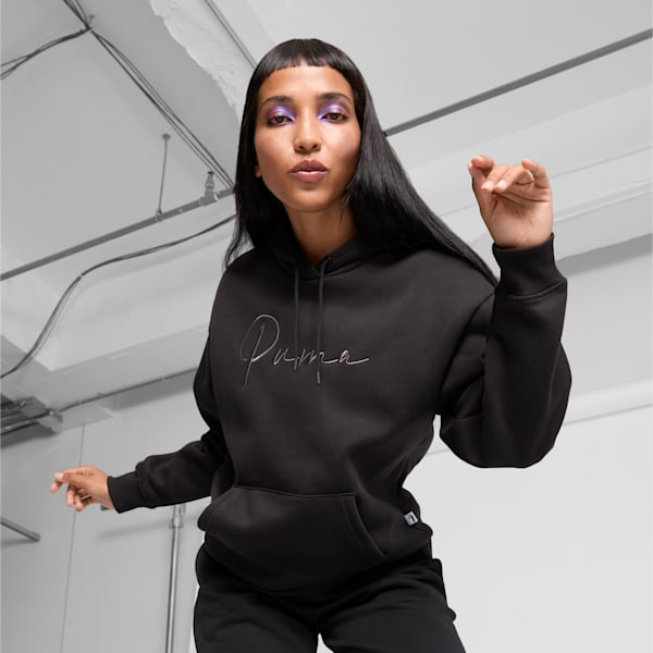 Sudadera con capucha para mujer PUMA Script Logo, PUMA Black, extralarge