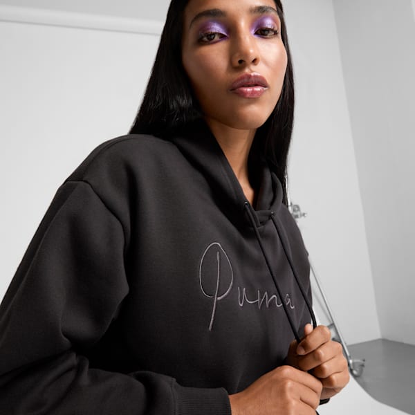 PUMA Script Logo Women's Hoodie, PUMA Black, extralarge