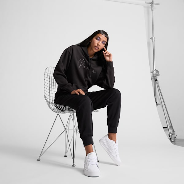 Sudadera con capucha para mujer PUMA Script Logo, PUMA Black, extralarge