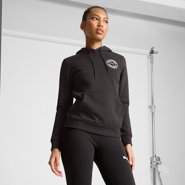 Sudadera con capucha PUMA Emblem para mujer, PUMA Black, extralarge
